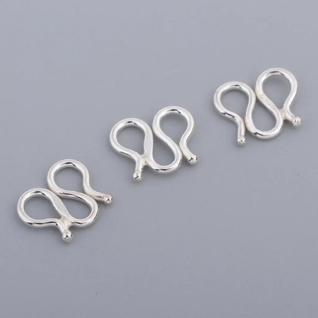 

925 Sterling Jewelry Clasp W Shape Hook Buckles Connectors