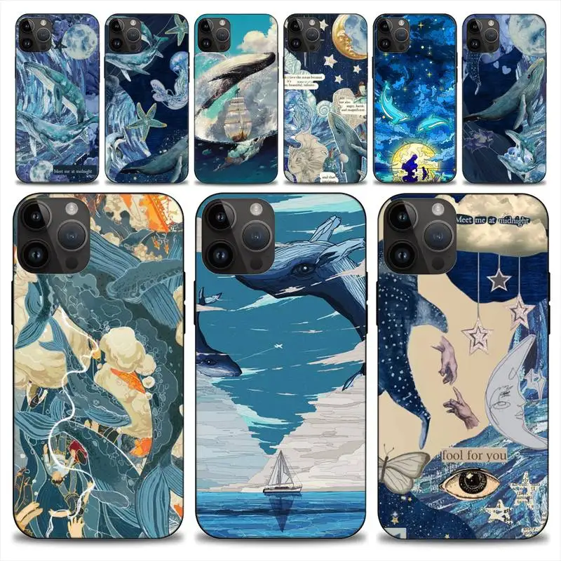 

Мягкий чехол для телефона с рисунком Кита для iphone 14 13 12 11 Pro Max Mini X 7 8