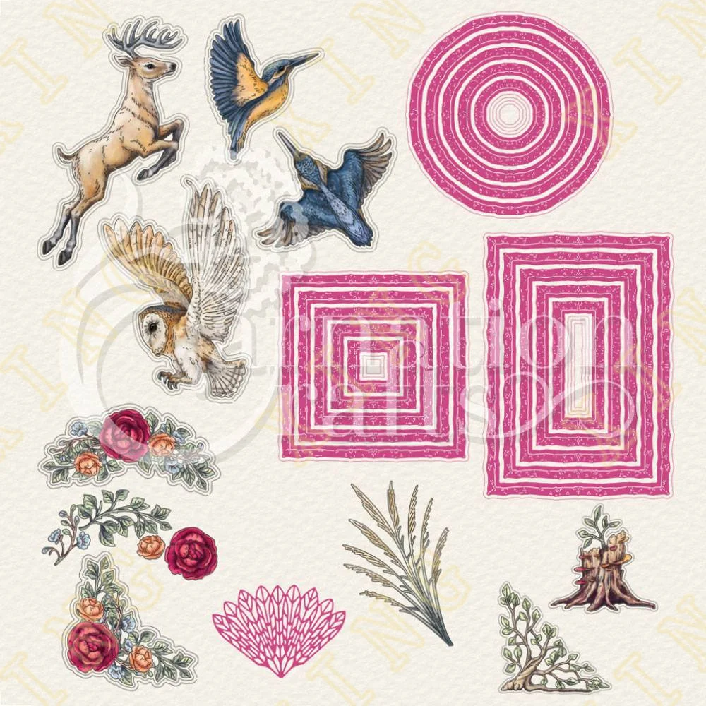 

New Nature in Motion Collection Grass Fan Owl Deer Rectangle Square Circle Metal Cutting Dies Scrapbook Diary Decoration Moulds