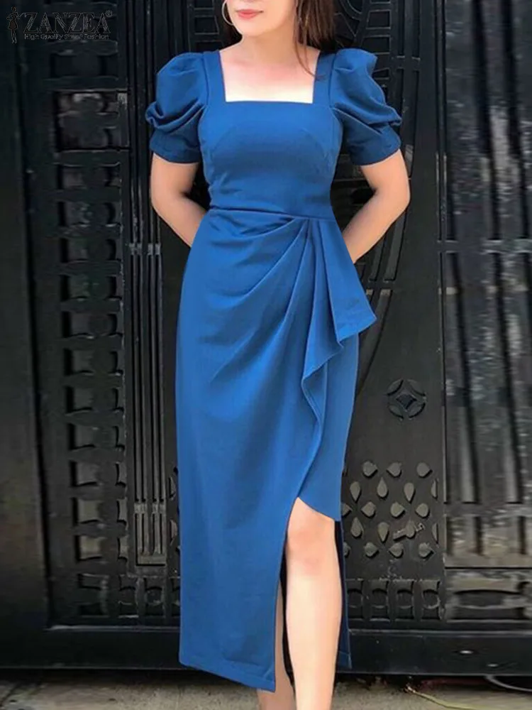 Платье ZANZEA женское вечернее с квадратным вырезом Элегантное Длинное