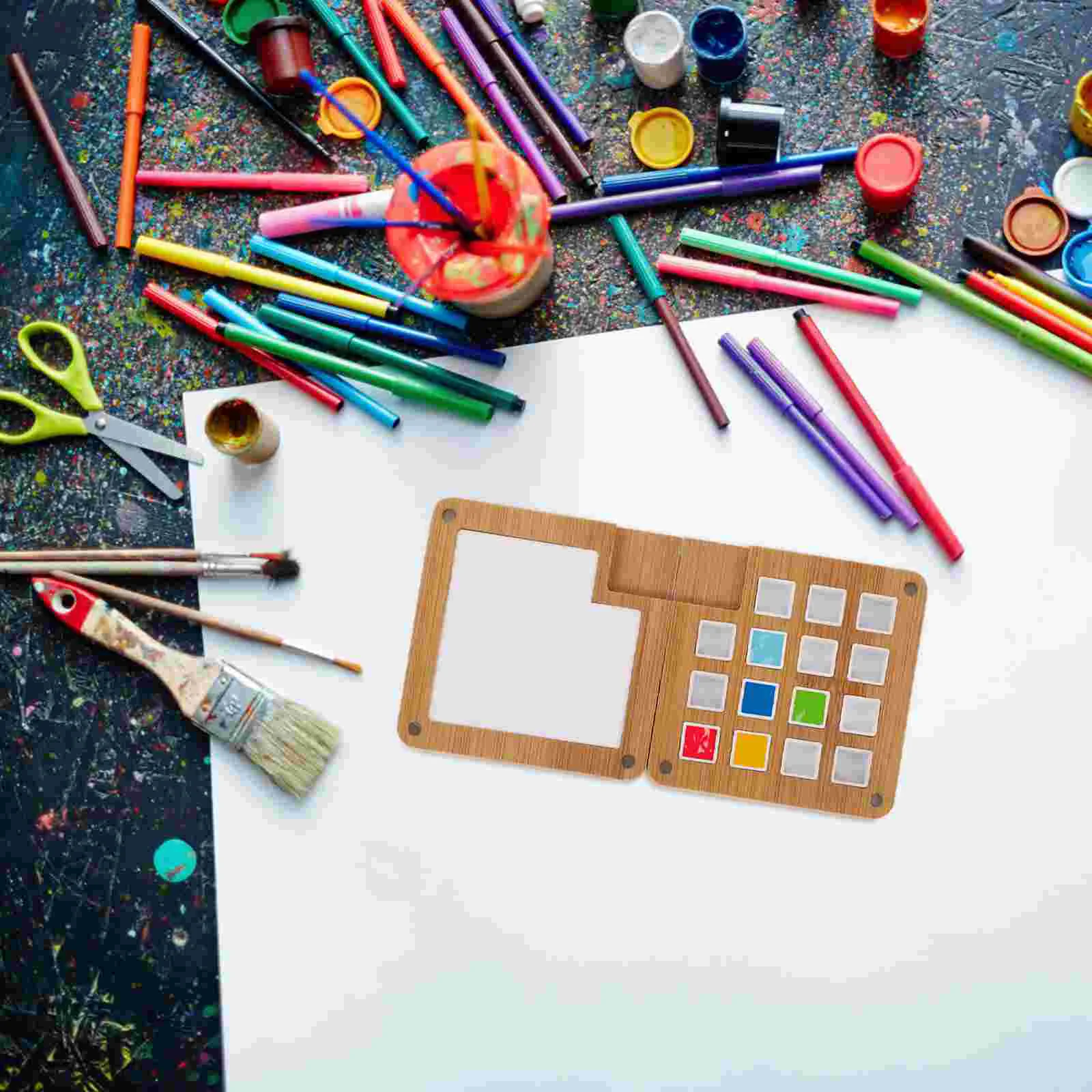 

Watercolor Empty Box Wooden Travel Sketchbook Case Tins Pallet Portable Mini Pigment Lid Colour Pocket