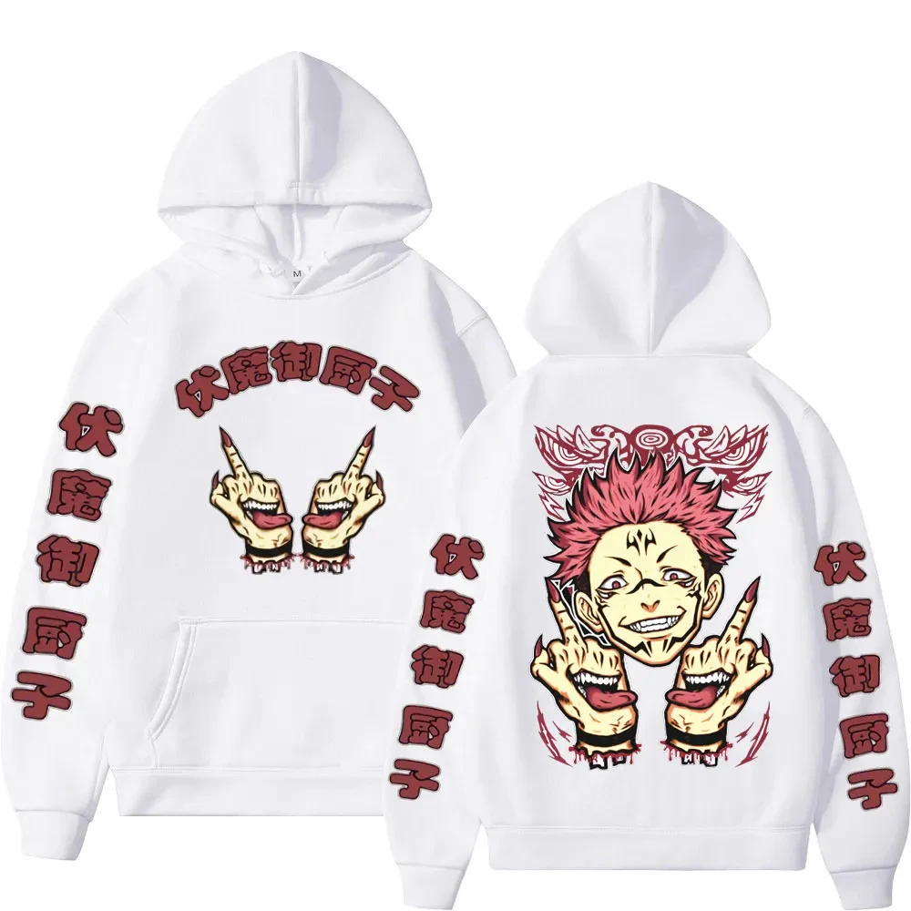 

Men Women Gothic Fashion Oversized Sweatshirts Street Hip Hop Vintage Fleece Hoodies Japanese Anime Jujutsu Kaisen Print Hoodie