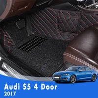 LHD Luxury Double layer Wire loop Carpets Car Floor Mats For Audi S5 4 Door 2017 Decoration Styling Custom Accessories Protect