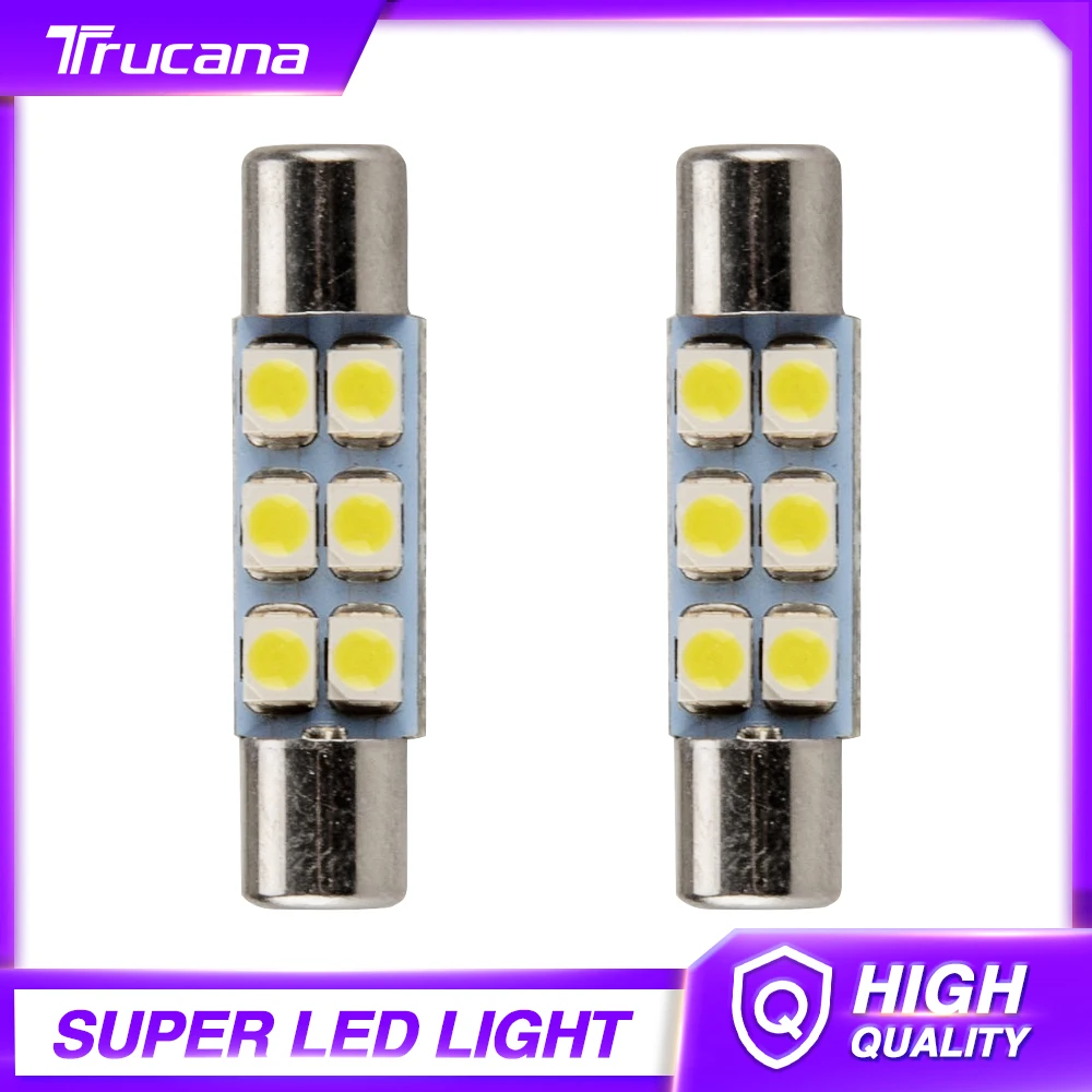 

Trucana 2Pcs High Quality 29mm 6 SMD 3528 LED Car Auto C5W Interior Dome Festoon Vanity Mirror Sun Visor Lights Bulb Lamp 12V