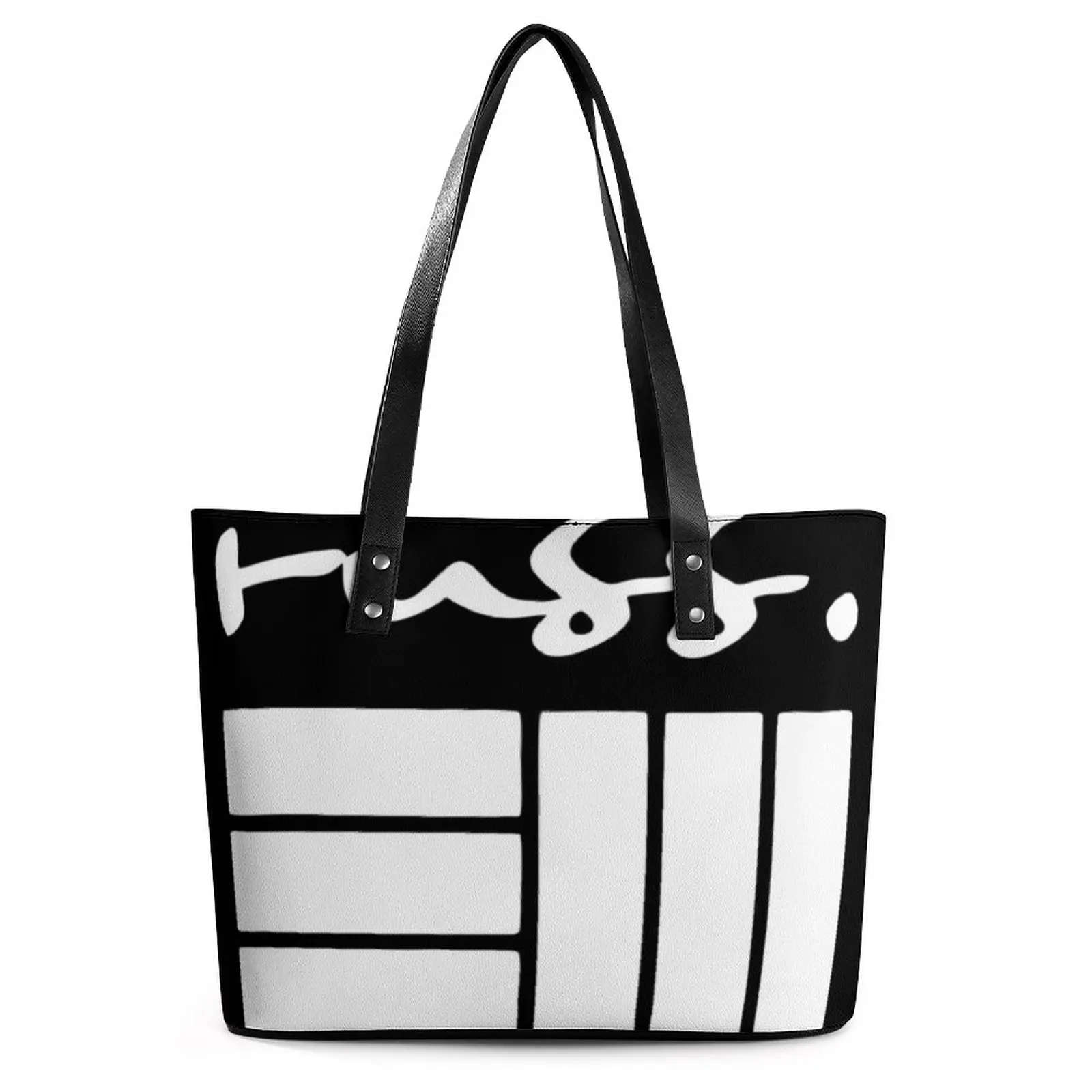 

Лидер продаж, сумки Russ, дизайнерская сумка-тоут с логотипом черного и белого цвета, элегантная дорожная сумка через плечо, Пляжные Сумки из и...