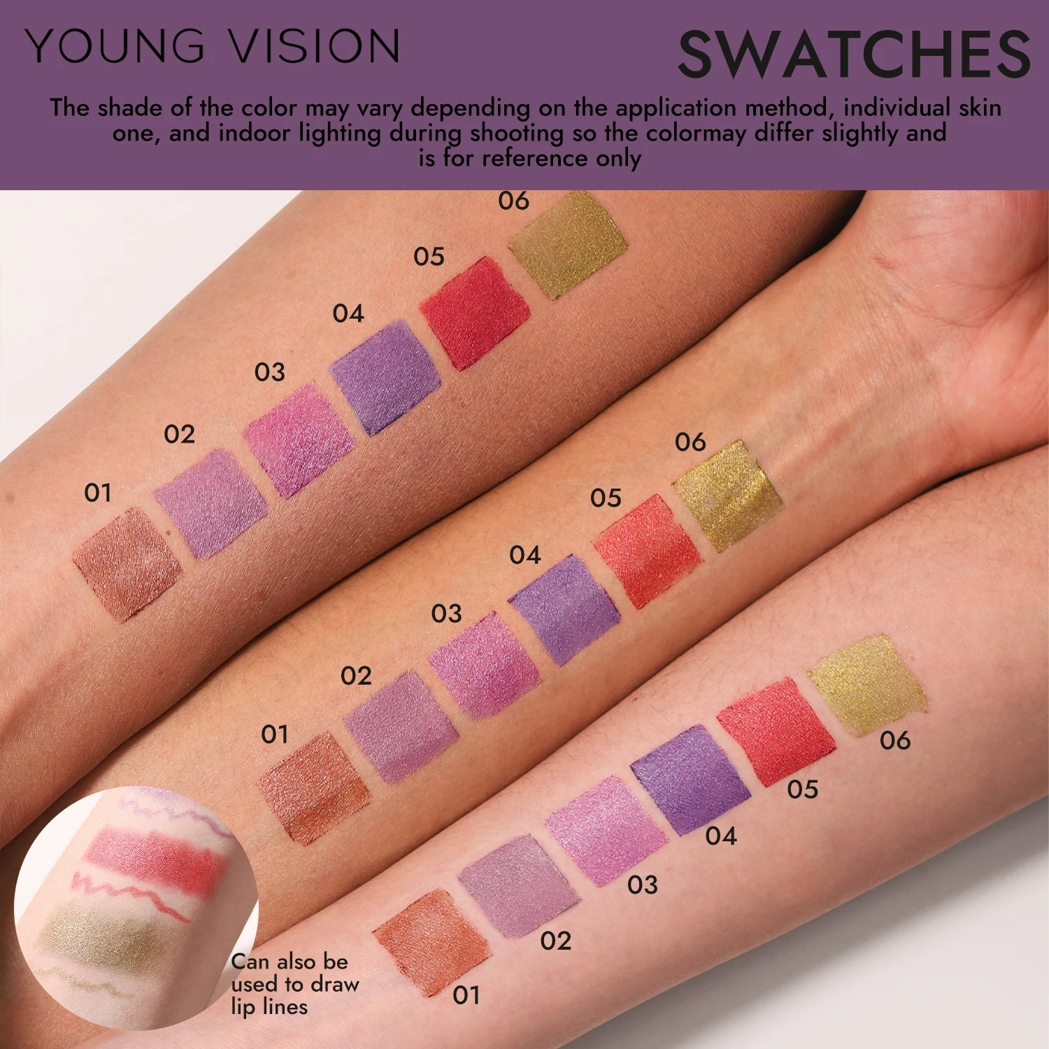 YOUNG VISION 7-цветная металлическая матовая жемчужная помада с тонкими блестками и