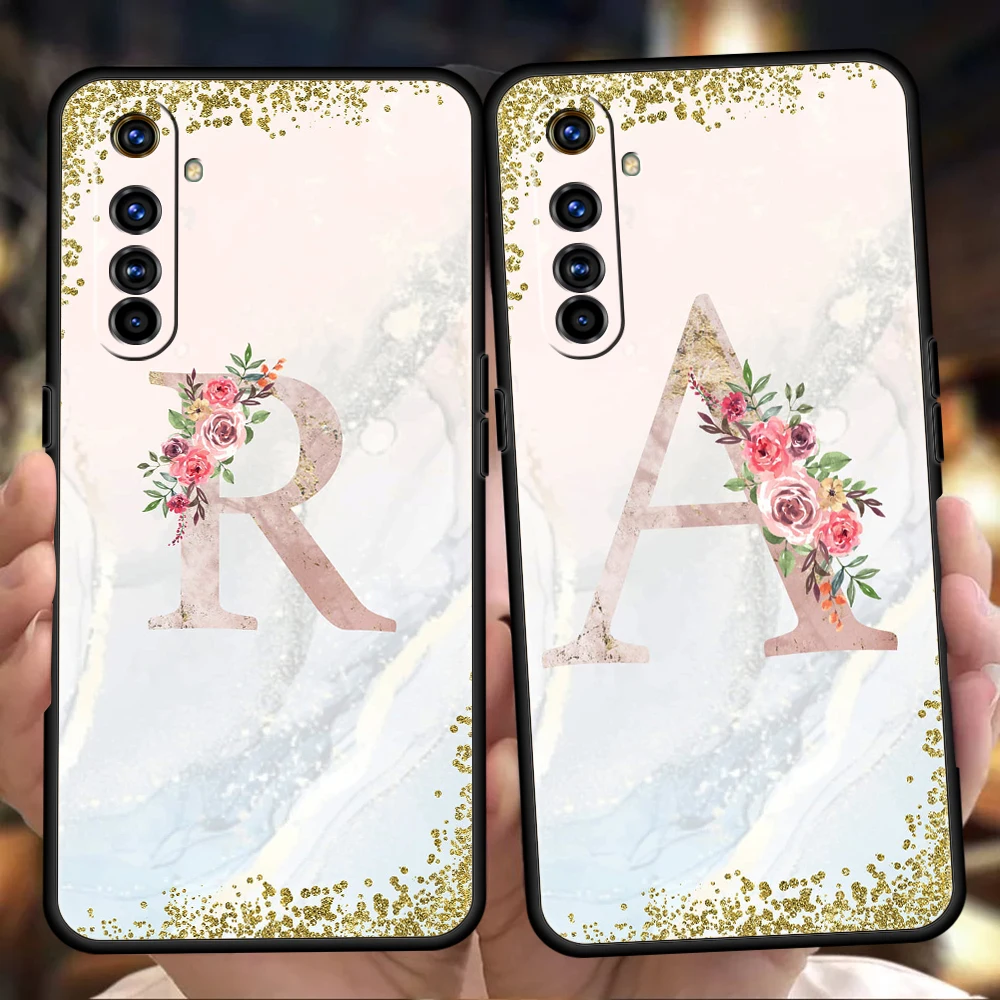 

Pink Flowers Letter Phone Case Cover for Oppo A12 A15 A16 A74 A76 A54 Reno 6 7 Find X5 Pro A9 2020 Plus 5G Silicone Soft Shell