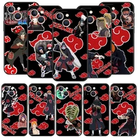 naruto akatsuki team luxury phone case for iphone 13 12 11 pro max mini 7 8 plus soft shell for iphone x xr xs max se 2022 cover