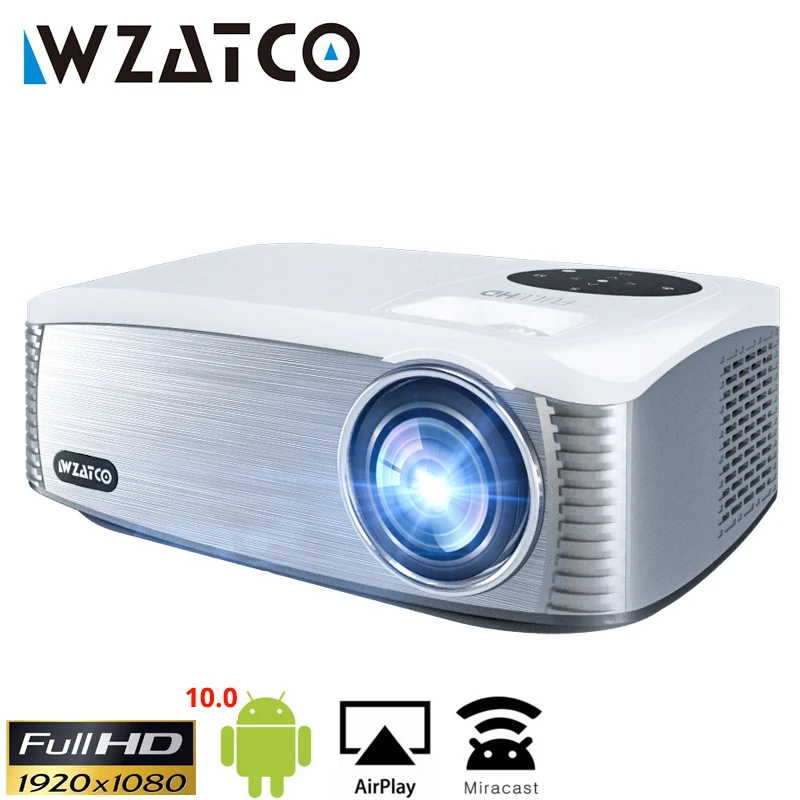 WZATCO C6 300 zoll Full HD 1920*1080P LED Projektor Android WIFI Smart Video Proyector Heimkino Kino spielen Spiel Beamer