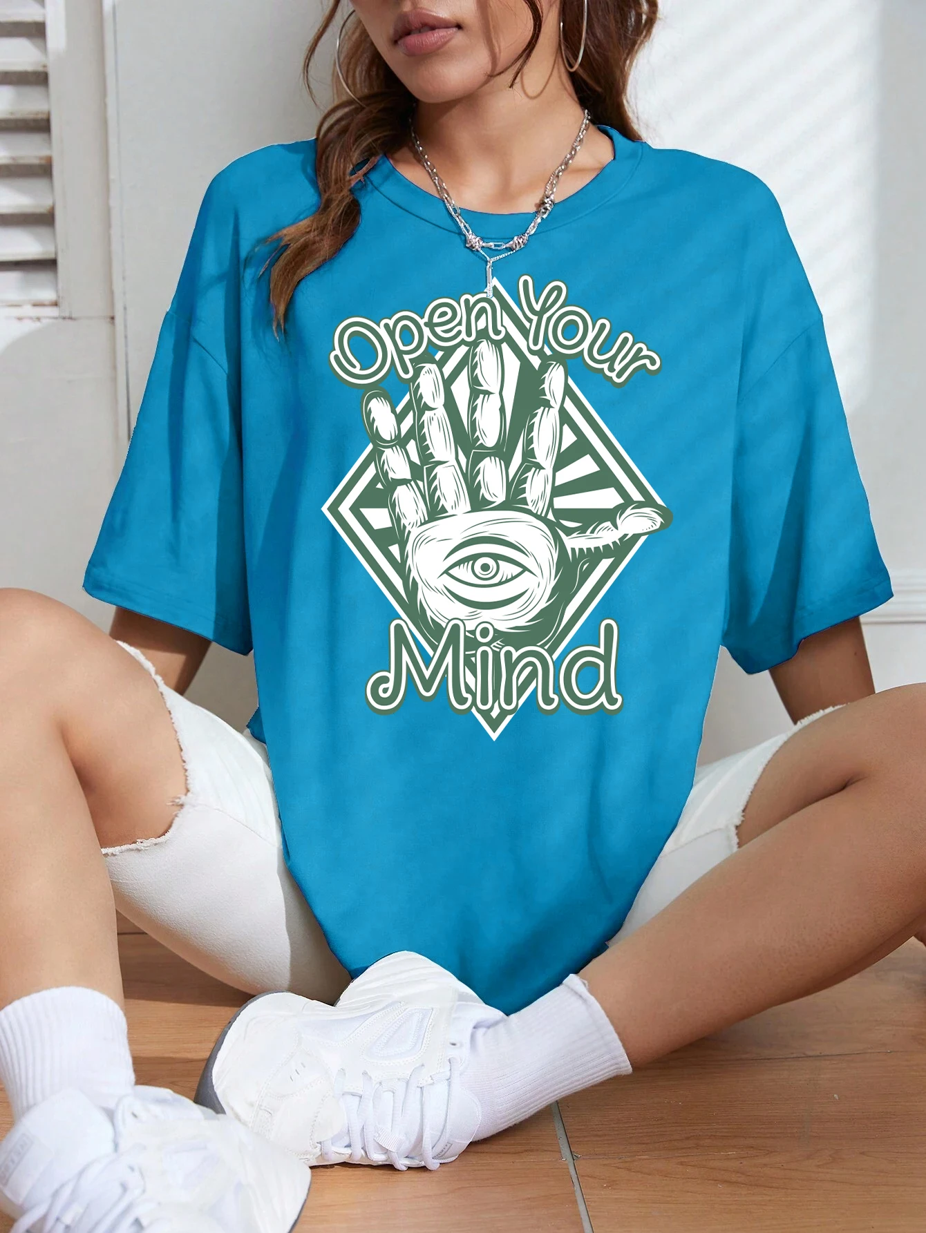 HAMPSON LANQE Женская футболка Open Your Mind Хлопок