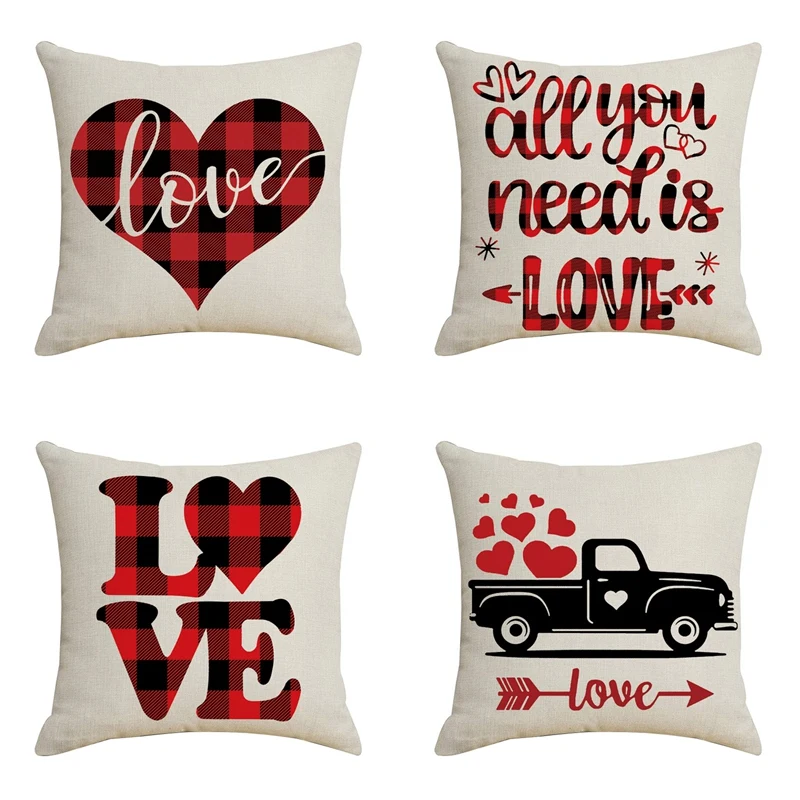 

Льняная наволочка в виде сердца, 45 см, 4 шт.