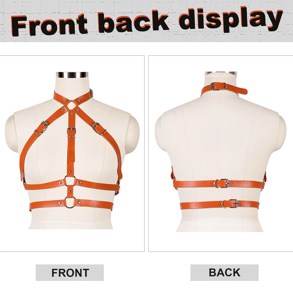 

Orange Ladies Sexy Lingerie Body Bondage Leather Suspender Belt Adjustable Gothic Punk Garter Belt Exotic Nightclub Style