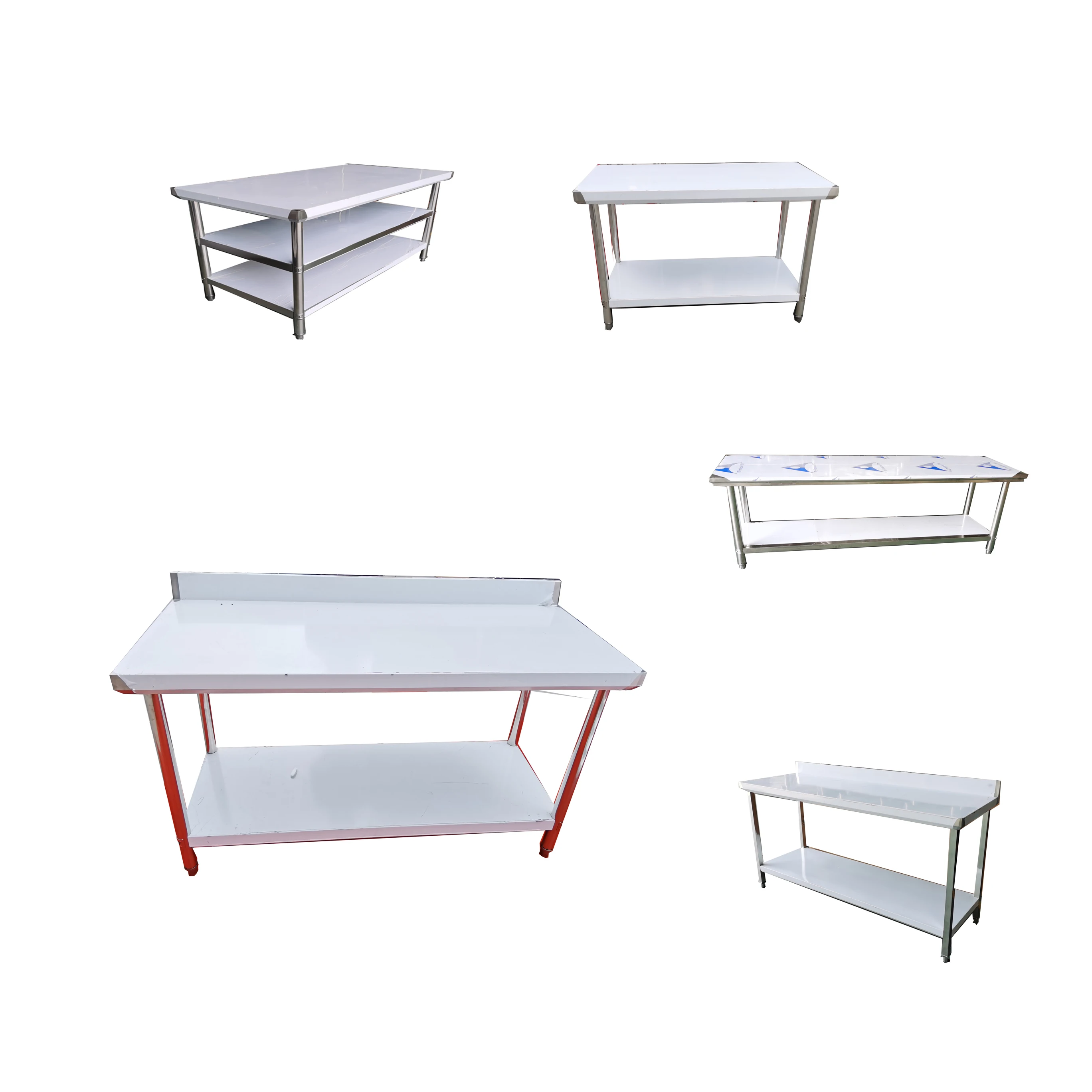 

Hot Selling steel food table 2 layers work table fast food dining table