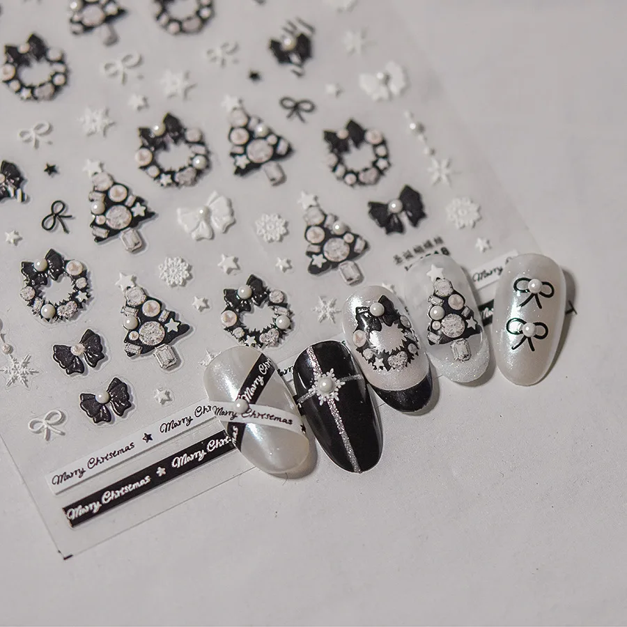 1 шт. милый мультяшный Рождественская елка черный венок жемчужные наклейки для