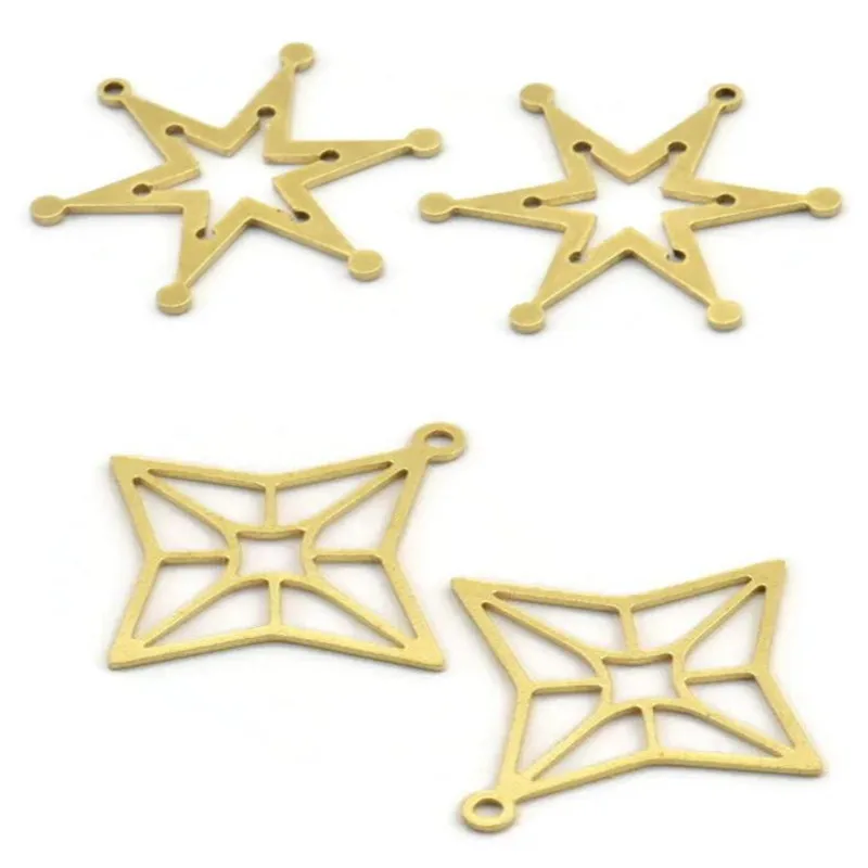 

10 шт.-24 шт., необработанная латунная звезда, подвески для ожерелья, фурнитура соединителя