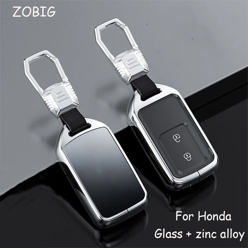 

ZOBIG for Honda Glass zinc alloy Smart Key Fob Case with Key Honda Accord Civic CRV Pilot Odyssey city Sport SI EX EX-L Original