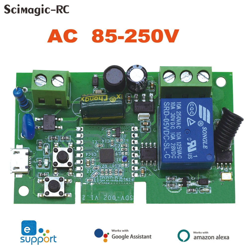 EWeLink 1CH умный динамик беспроводной модуль переключатель AC/DC7-32V USB5V RF433.92MHz приемник двери гаража Alice Alexa