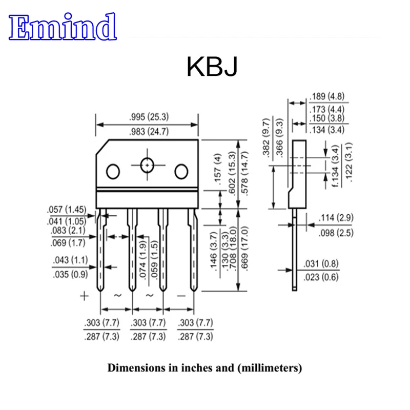 Рисунок 3 - Мостовой выпрямитель KBJ606 20/50/100/200/500 шт.