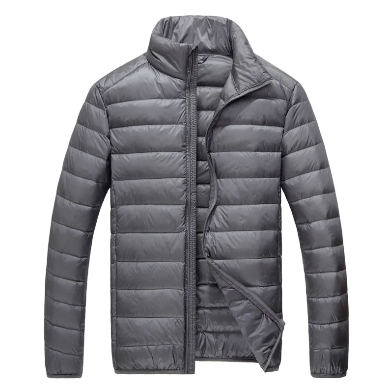Fashion Solid Color Slim Casual Stand Collar Mens Down Jacket Male Down Coat