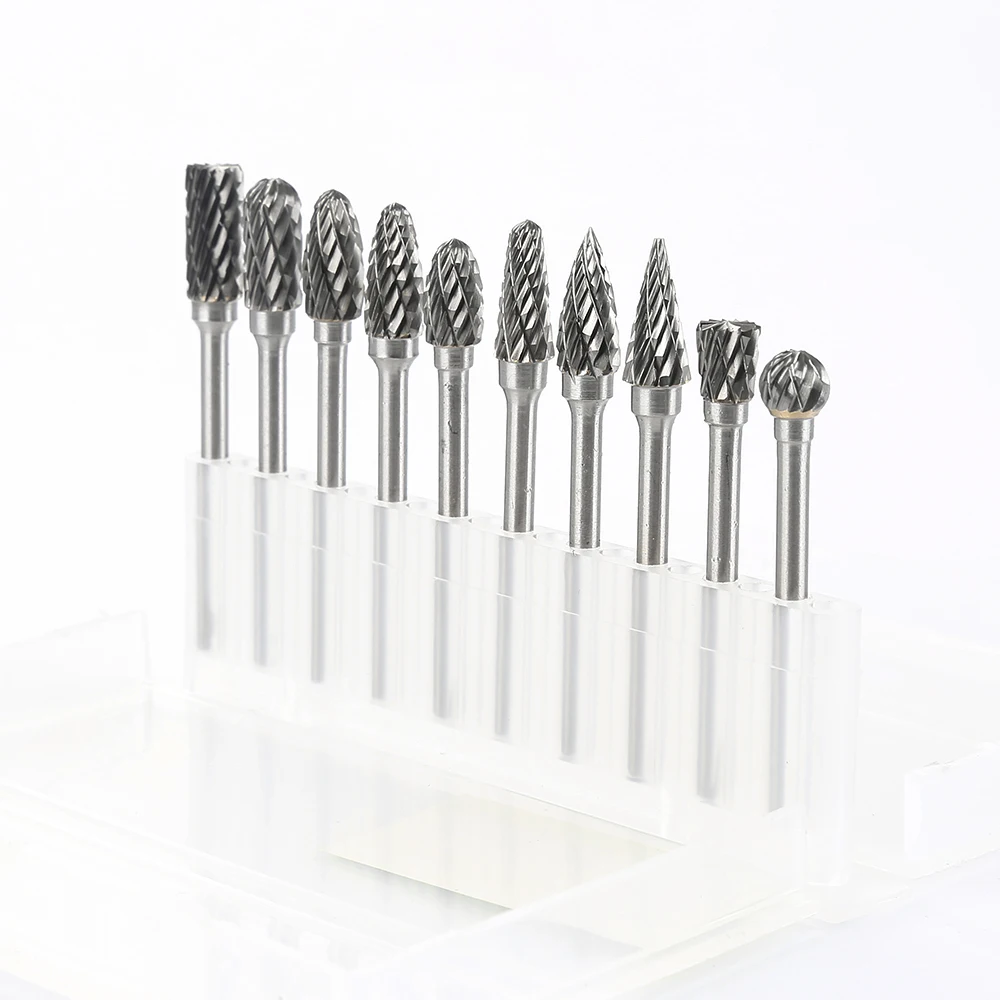 

10PCS Rotary Carbide Burr Set Head Length Tungsten Steel for Woodworking Drilling Metal Carving Engraving Polishing for Dremel