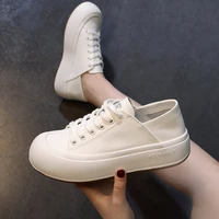 genuine leather womens sneakers ladies white soft skin flats vulcanized shoes female design breathable chunky platform shoes
