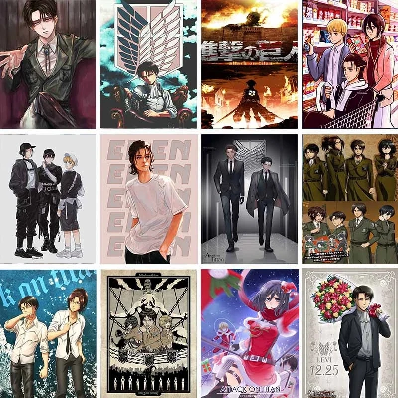 Картина на холсте Hd с японским аниме настенное искусство атака Титанов живопись