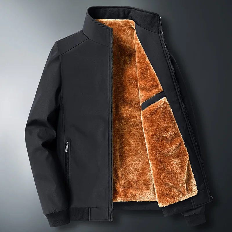 Men Winter Black Fleece Jacket Warm Thick Plus Size Casual Coat Male Faur Fur Overszied Long Sleeve Zipper Jacket 8xl Outerwear