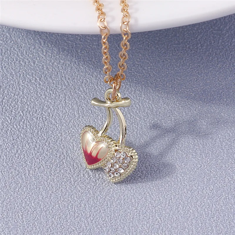 Модное ожерелье в виде вишни золотого цвета изысканное хрустальное форме для