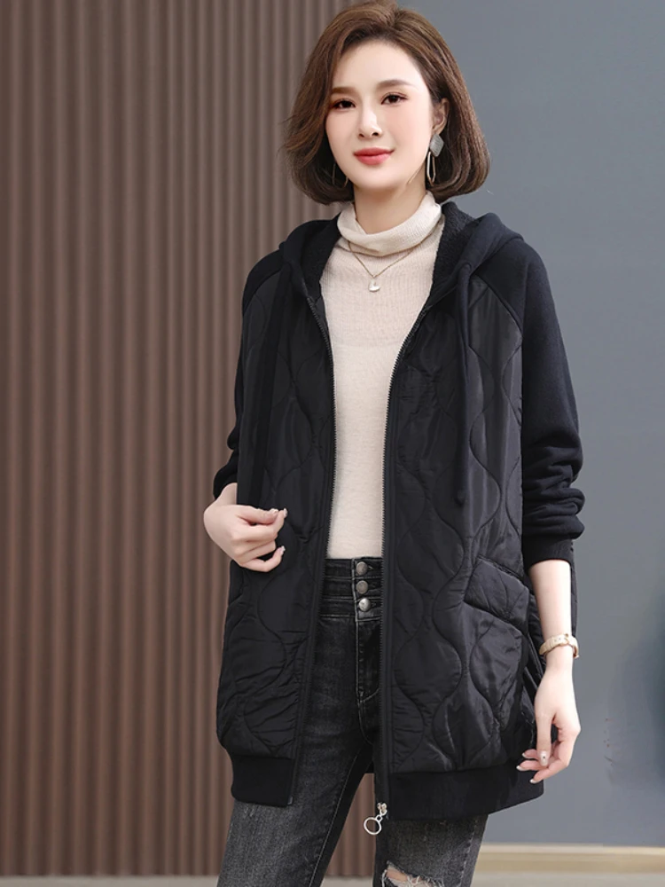 Women Jackets Winter Coat Jacket Solid Cotton Padded Warm Coats for Women Zippered Hooded Womens Tops Pockets Casual Thick Parka