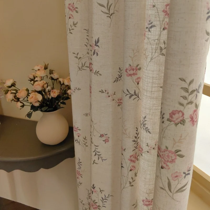 Полузатемняющие шторы из хлопка и льна во французском деревенском стиле
