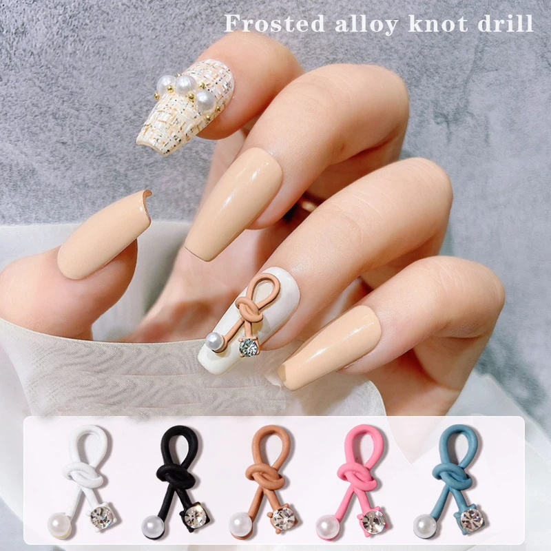 

10pcs/lot, 3d Nail Art Pearl Rope Alloy Bow Nail Art Jewelry Nail Accessories For Nail Tips