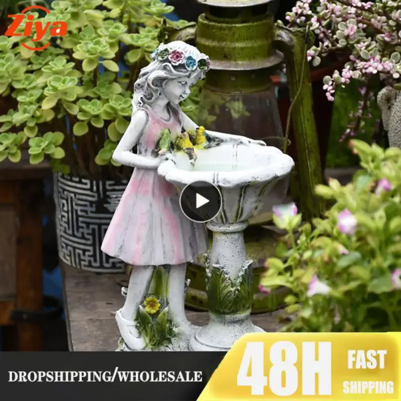 

Creative Outdoor Decoration Ornaments Resin Figurine Ornament Luminous Elf Girl Garden Outdoor Angel Statue Led Solar