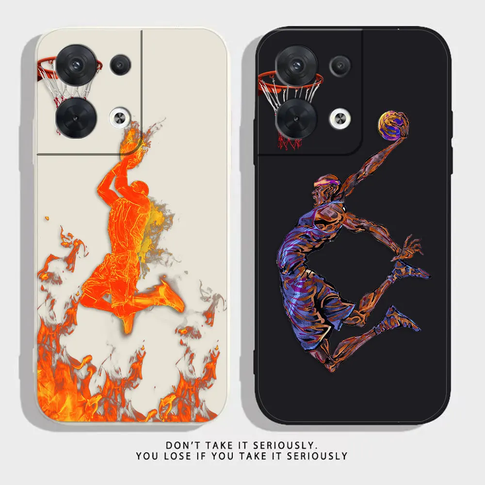 

Basketball Dunking Phone Case For OPPO RENO 8 7 9 6 7SE 5 4 4SE 4 3 4G 5G PRO PLUS Colour Liquid Silicone Case Funda Shell Capa