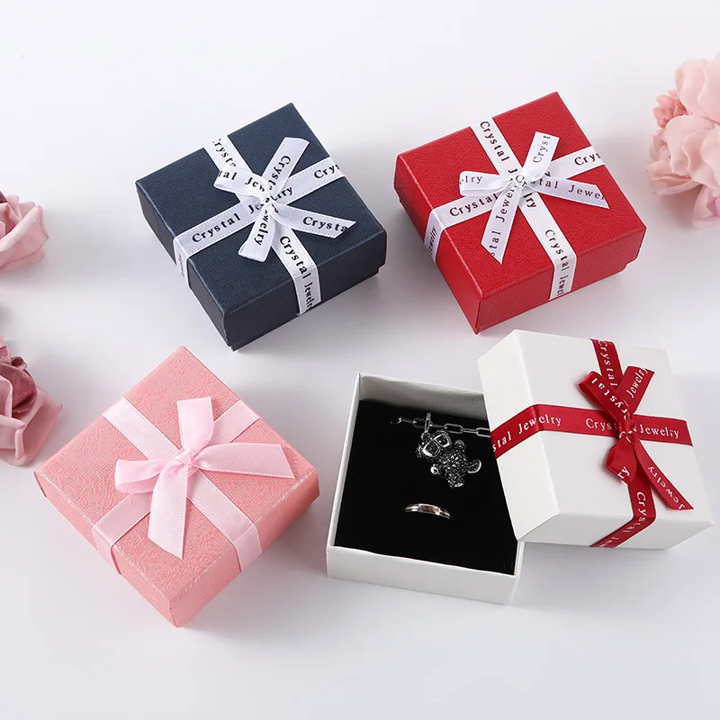 

English Alphabet Bow Ribbon Gift Box Hand Jewelry Necklace Earring Jewelry Box Birthday Gift Gift Box