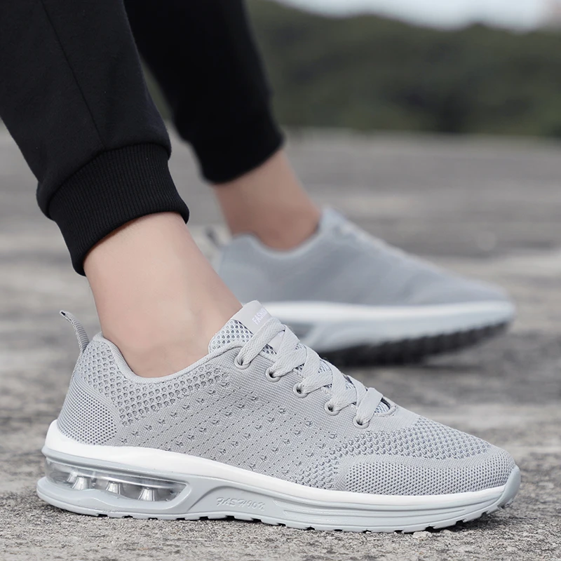 Men's and Women's Running Shoes Comfortable Air Cushion Sports Shoes Breathable Lightweight Mesh Lace-up Casual Shoes