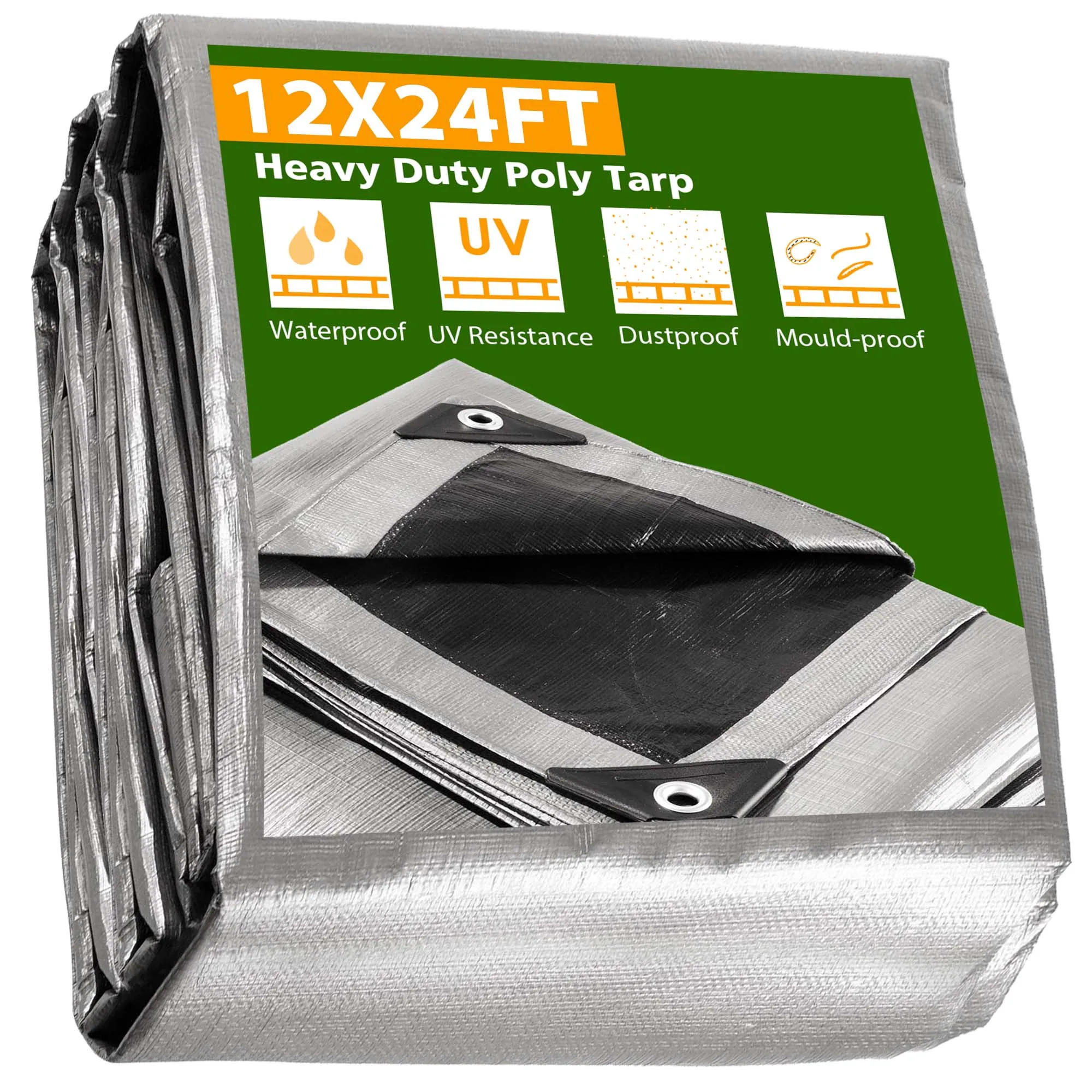 

10x12 'Heavy Duty Poly для парусины и брезента 10-mil Ground Sheet Cover