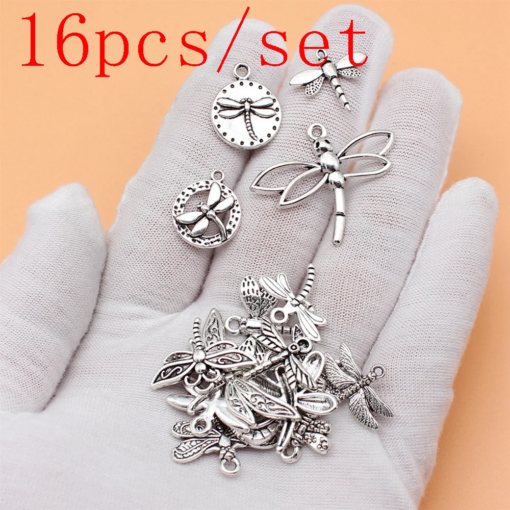 

Handmade Materials Accessories For Jewelry Dragonfly Charms 16pcs/set