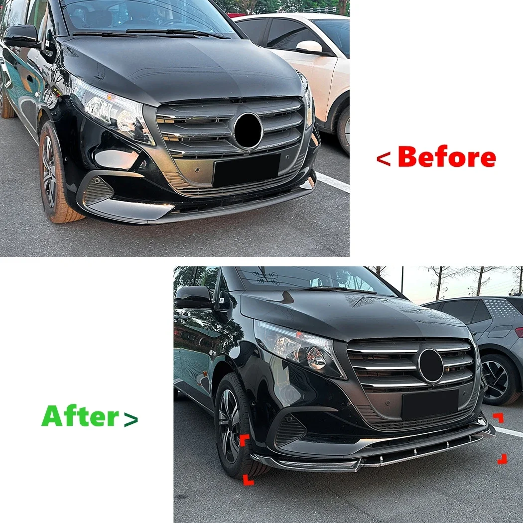 Фото Для MERCEDES BENZ V-Class Vito W447 2024+ Передний бампер, сплиттер, диффузор, обвес, тюнинг, накладки-канарды, защитная накладка №3
