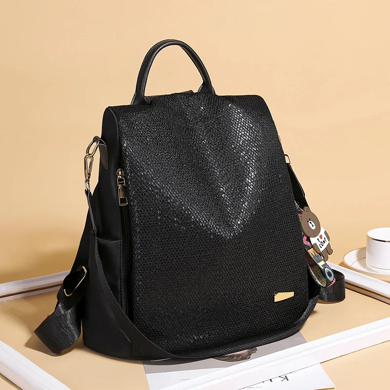 

High capacity Women Oxford cloth Backpacks High Quality Sequin grid School For Teenage Girls Ladies Bagpack Travel Shoulder Bag