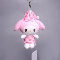 9cm kawaii sanrioss cartoon anime around cute pajamas kuromi melody plush toy doll pendant bag ornament plushie pendant dollgirl