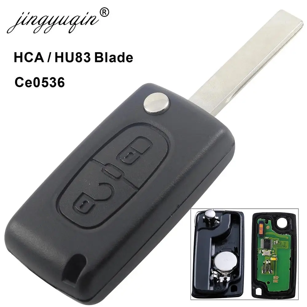 

Jingyuqin HCA/Hu83 2 кнопки дистанционного ключа автомобиля для Peugeot 307 3008 308 408 433 МГц PCF7961 ID46 CE0536 Флип брелок с батареей