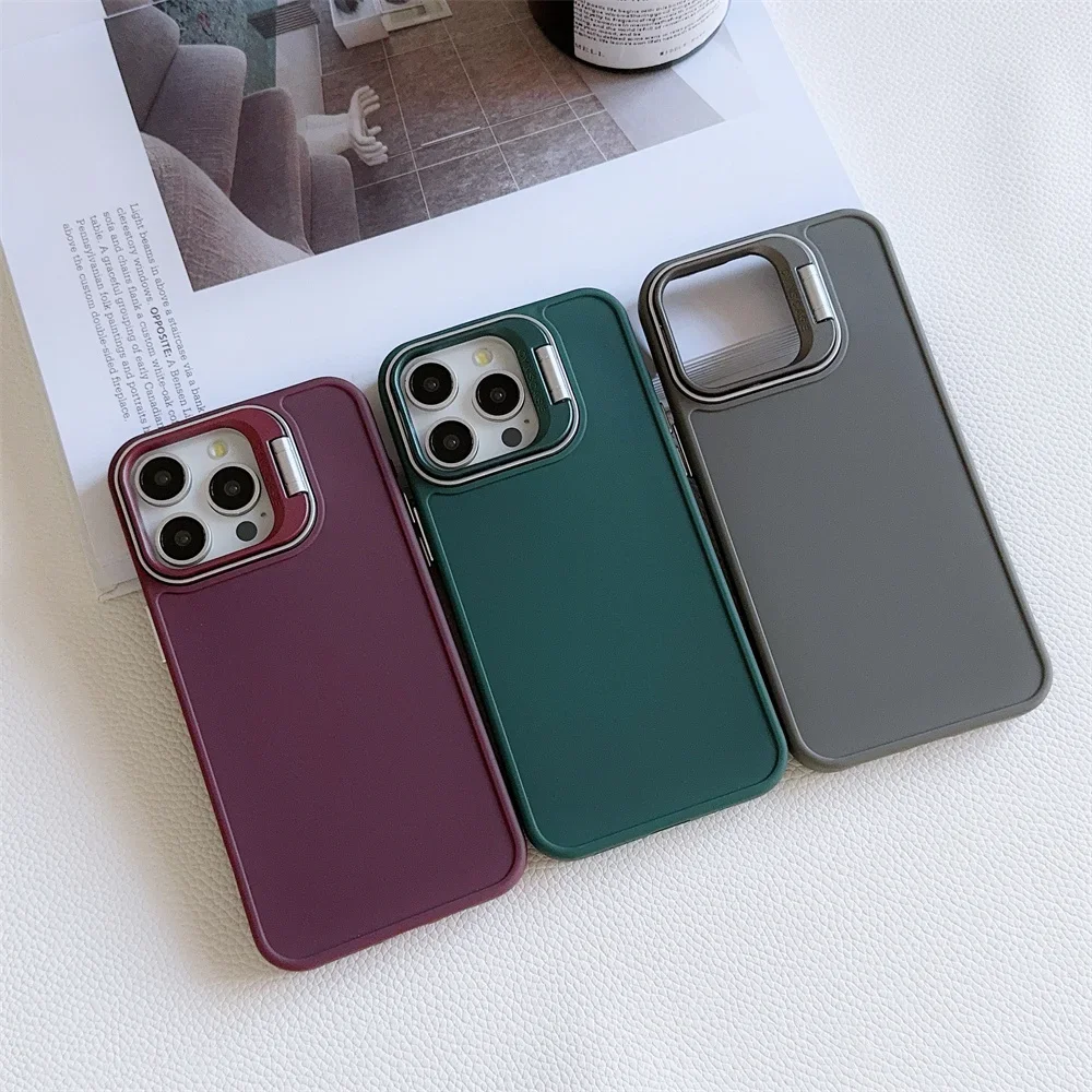 Чехол для телефона со скрытой подставкой и объективом камеры iPhone 11 Pro Max XR X XS 7 8 6 6S