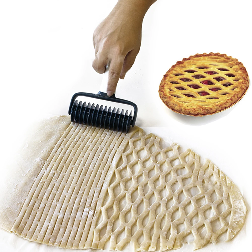 Plastic Pizza Wheel Dough Knife Embossing Roller Lattice Craft Cooking Tools Large Size Pull Net Pizza Cutters & Wheels