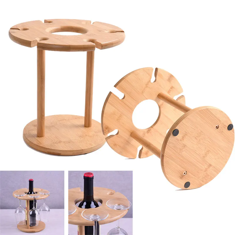 

Wine Glass Holder Organizer Bamboo Tabletop Stemware Goblet Down Drying Racks for Dining Table Kitchen Countertop