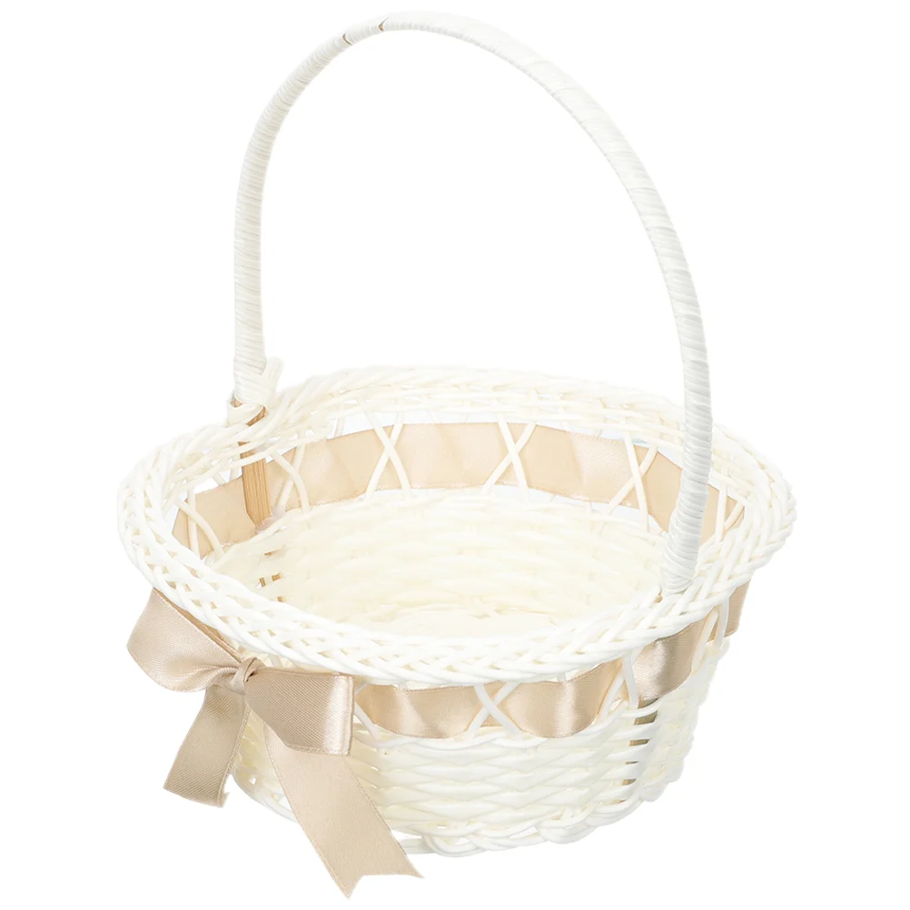 

Small Flower Girl Basket Weave Baskets Photo Prop Woven Wicker Petal Fairy Wedding