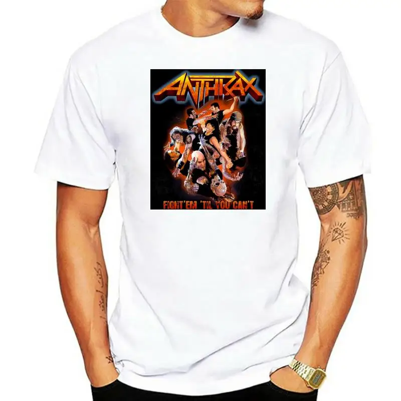 

Мужская черная футболка Anthrax, футболка с изображением мусорного металла, футболка с тяжелым металлическим ремешком, полноразмерная футболка