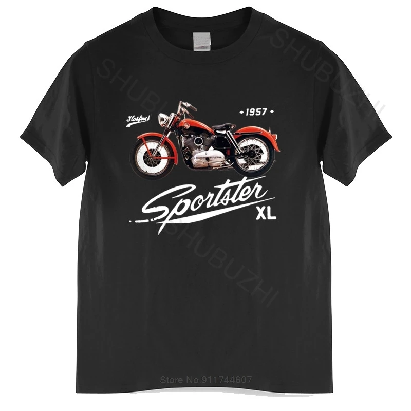 

Cotton Tshirt Men Crew Neck Tops Hotfuel Sportster Xl 1957 Motorcycle Print T Shirt summer teeshirt plus size