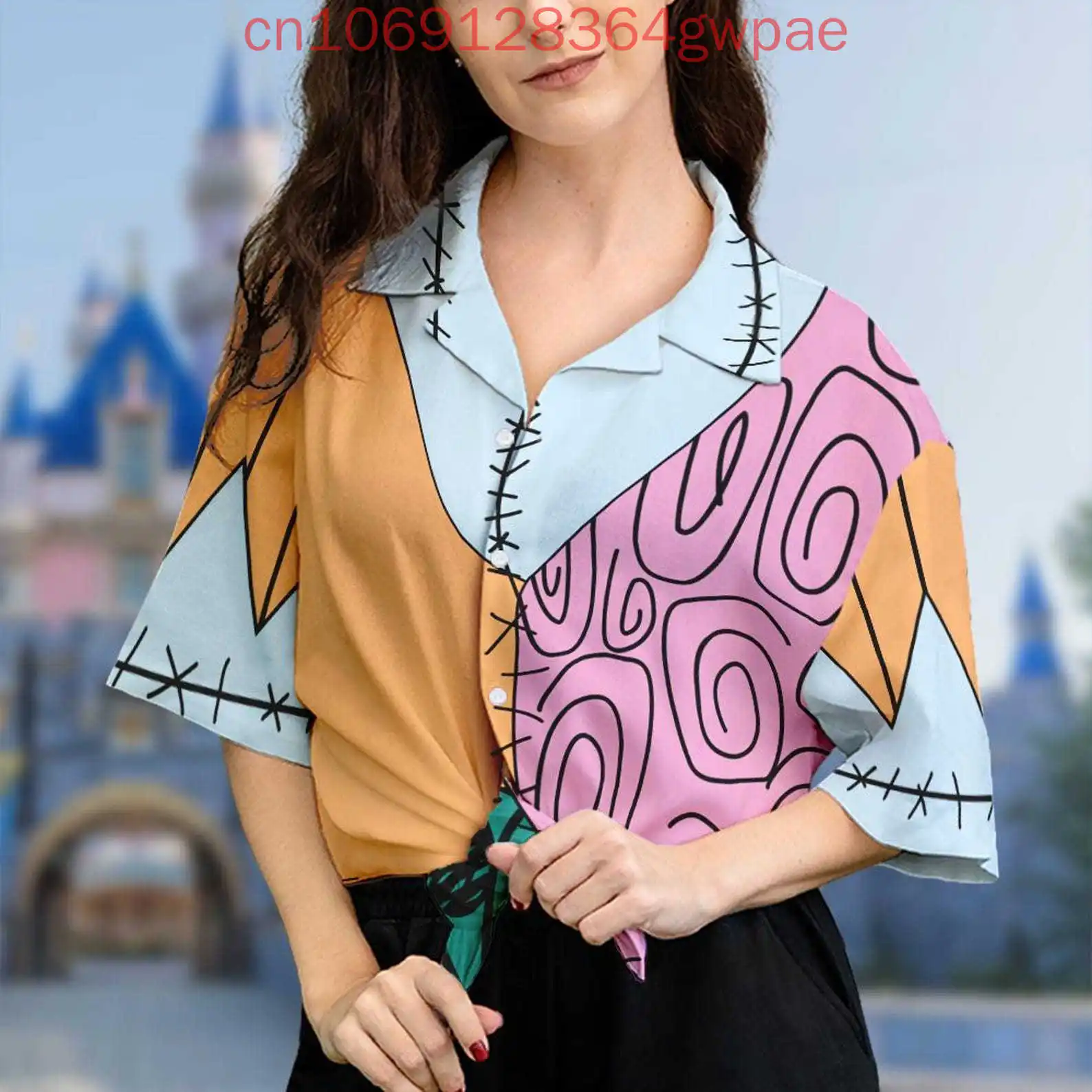 Салли и Джек Скеллингтон женская повседневная гавайская рубашка Кошмар перед