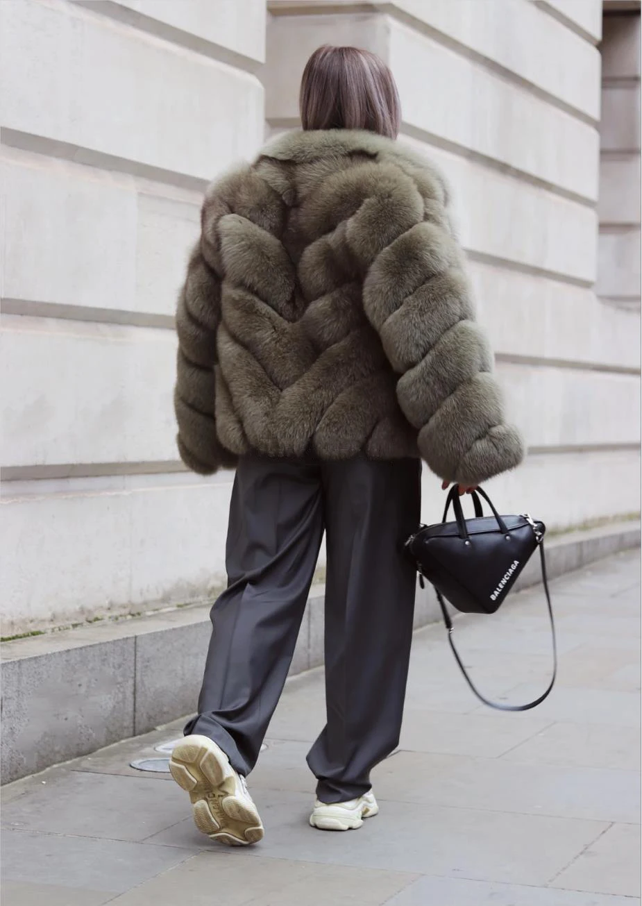 Leather women's jacket 100% natural real fur fox fur coat quality fox full leather fox fur jacke t stand collar women's clothing