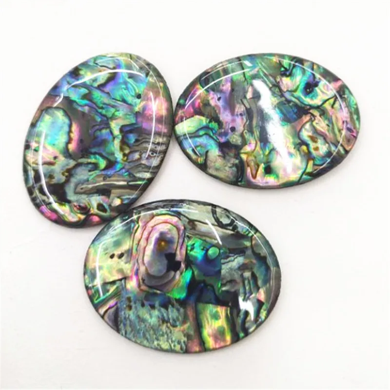 

4PCS Natural Abalone Shell Cabochons OvaL Shape 30X40MM Plastic Material Of Bottom For Women Pendant Making Accessories
